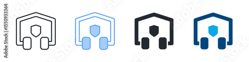 Ear Protection Icon Set Multiple Style. Designed In Outline, Blue, Glyph, Dual Tone