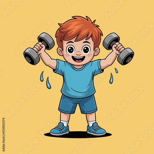 Sweaty Boy Weightlifting
