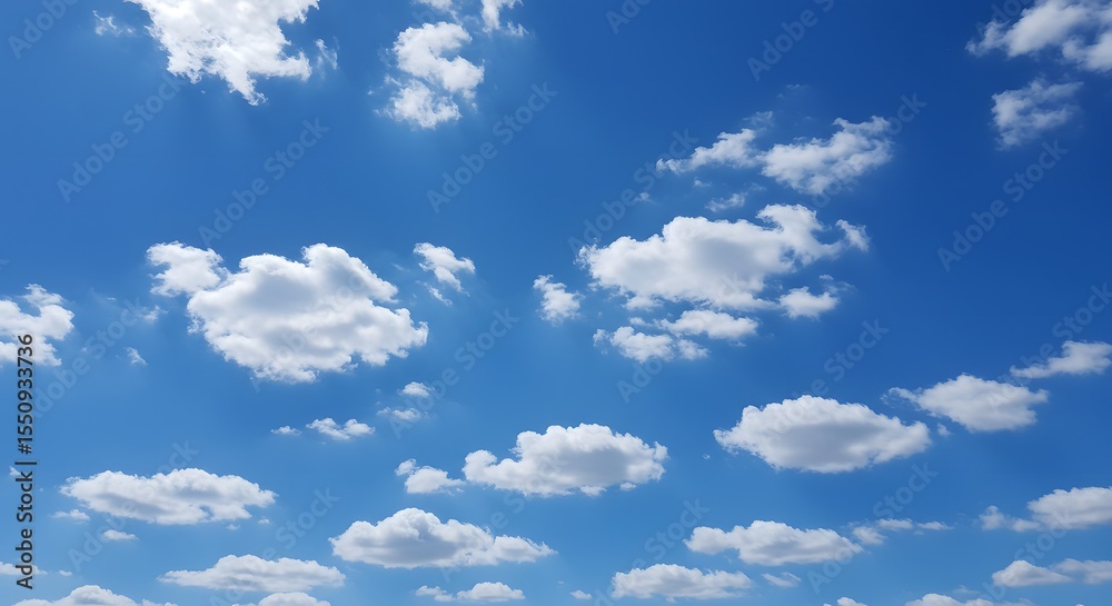 Fototapeta premium Blue sky filled with puffy white clouds