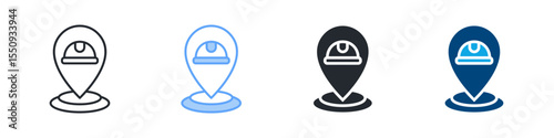 Place Icon Set Multiple Style. Designed In Outline, Blue, Glyph, Dual Tone
