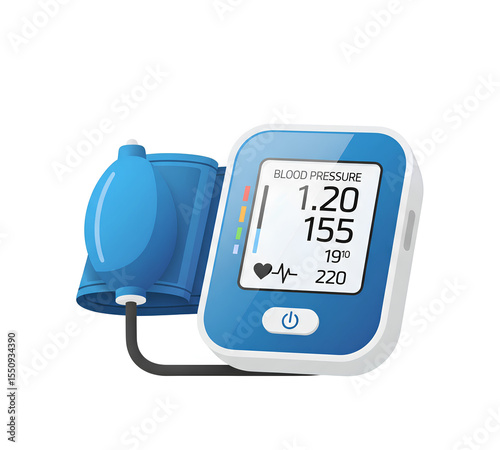 Digital Blood Pressure Monitor Device Illustration Health Care Medical Technology Equipment Accurate Reading Systolic Diastolic Pulse Rate
