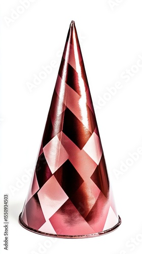 Metallic Pink and Burgundy Geometric Party Hat