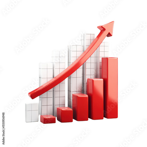 3D graphic of a rising red upward trend graph Free Download 3D graphic of a rising red upward trend graph - GFXLoad