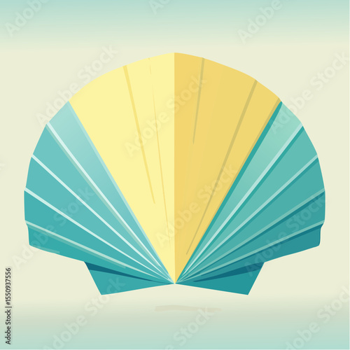 creased triangular facets in citrine yellow, charcoal, and sky cyan forming digital origami shell
