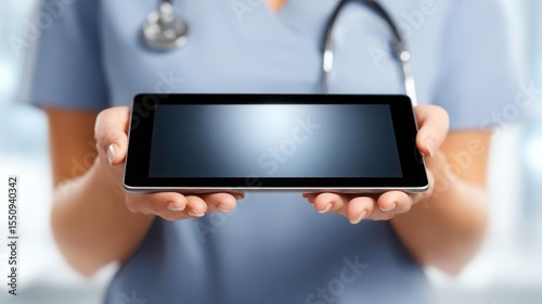 Tablet in medical hands