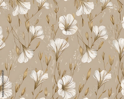 Delicate floral pattern on a muted beige background