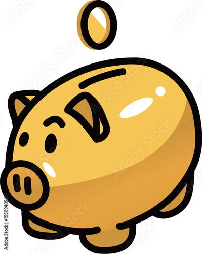 かわいい金のブタの貯金箱