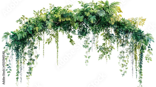 Tree with hanging vines, tropical feel Transparent background, PNG