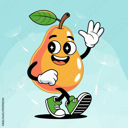 Acorn Character Running with Sneakers on a Path