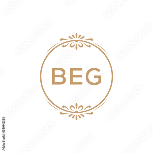Elegant Monogram Logo Design with Decorative Frame – BEG Luxury Brand Identity Icon
