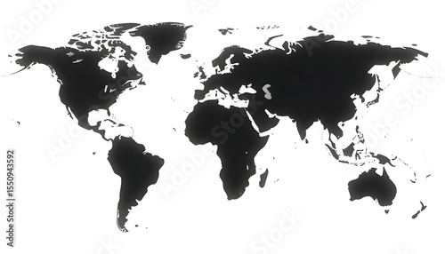 Globe Vector. Black and white set world map in flat style.