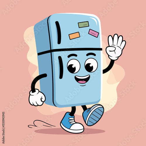 Walking Fridge Cartoon Mascot