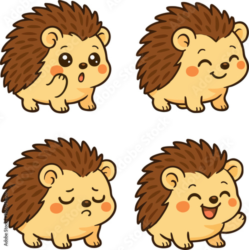 Wallpaper Mural cute cartoon hedgehog faces with different emotions for kids vector animal character illustration Torontodigital.ca