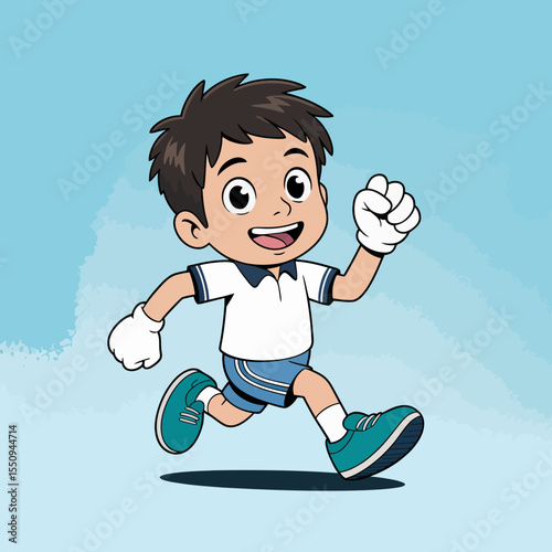 Excited Boy Runner with Glowing Background