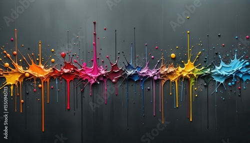 Colorful paint splashes create an abstract art display on a dark background for computer screens