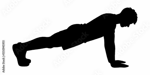 Billede på lærred Pushup Exercises Silhouette Demonstration
