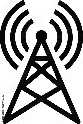 Filled Radio Tower Icon Vector Illustration