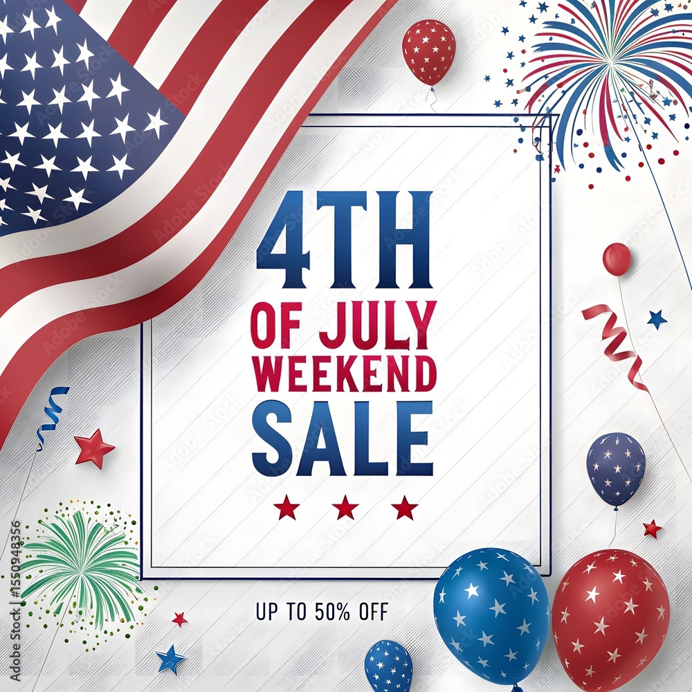 Fototapeta premium 4th of July Weekend Celebration with Fireworks and Patriotic Vibes
