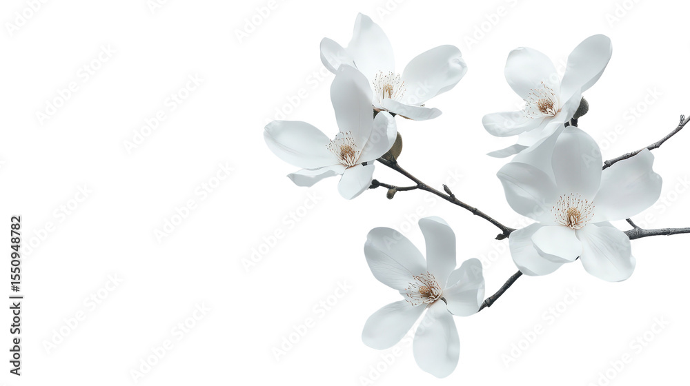 Obraz premium White magnolia bloom Transparent background, PNG