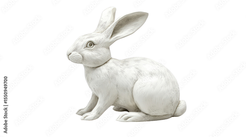 Fototapeta premium White rabbit sitting Transparent background, PNG