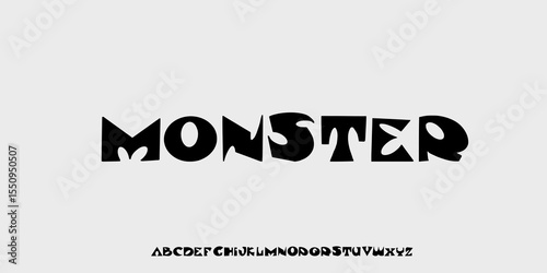business logo design A bold and playful display font with quirky monster shapes. Perfect for Halloween, kids, games, spooky titles, and fun cartoon designs. Eye-catching and full of character