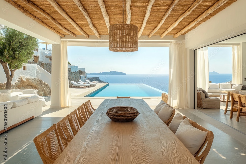 Fototapeta premium Coastal villa dining area