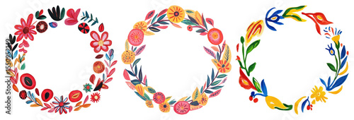 Wallpaper Mural PNG Vibrant floral wreaths illustration, element set on transparent background Torontodigital.ca