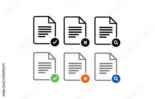 Document Status Icons Approved, Rejected, and Search