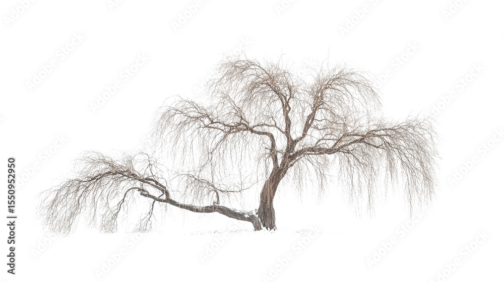 Obraz premium Willow tree with drooping branches Transparent background, PNG