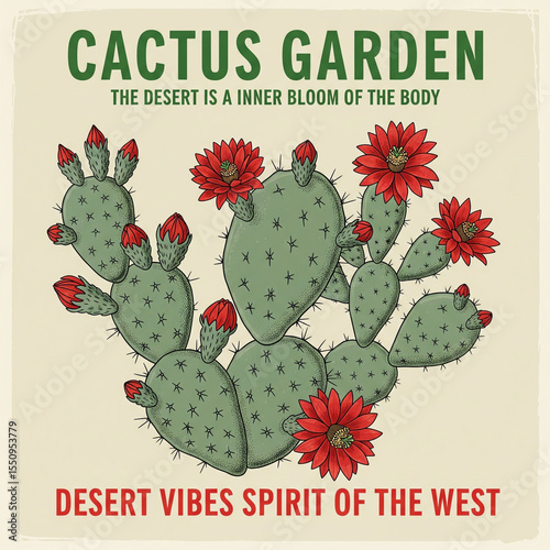 Cactus flower graphic print artwork for apparel, t shirt, sticker, poster, wallpaper and others. Desert Bloom. Nature's Resilience. Feel the sunset. desert cactus artwork. Wall desertion art