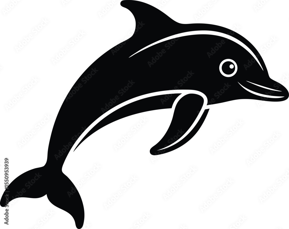 Obraz premium Outlined Dolphin Icon Vector Illustration
