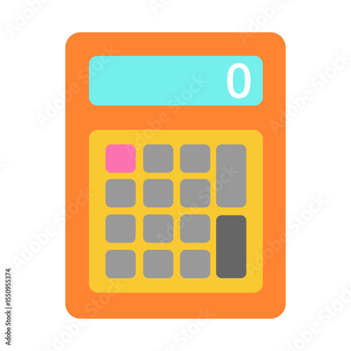 A colorful and modern illustration of a calculator with a bright display and vibrant buttons, perfect for educational, financial, or back to school designs.