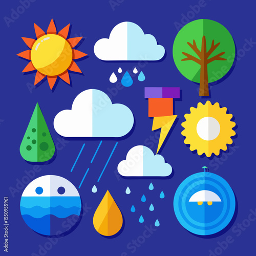 horizon, cartoon, nature, sky, vector, meadow, hill, art, illustration, background