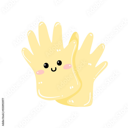 Cartoon Kawaii Yellow Gloves Illustration
