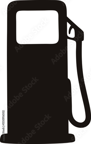 gas pump nozzle silhouette vector illustration, fuel, pump black silhouette, petrol station Black symbol