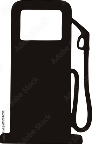 gas pump nozzle silhouette vector illustration, fuel, pump black silhouette, petrol station Black symbol