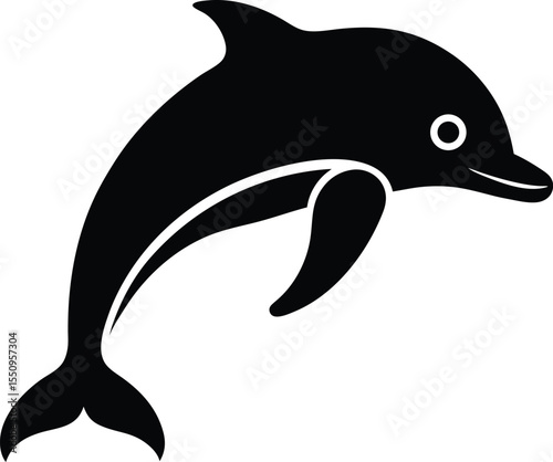 Solid Dolphin Icon Vector Illustration
