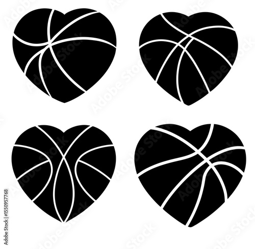 basketball heart silhouette vector