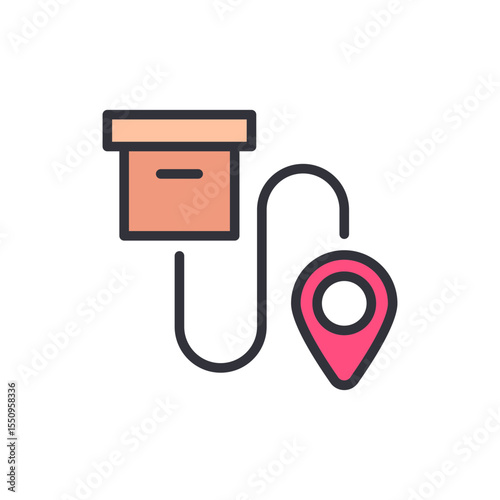 Package Delivery With Navigation Pin On Transparent Digital Background