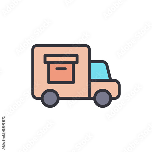 Delivery Truck Carrying Package For Shipping And Logistics Concept