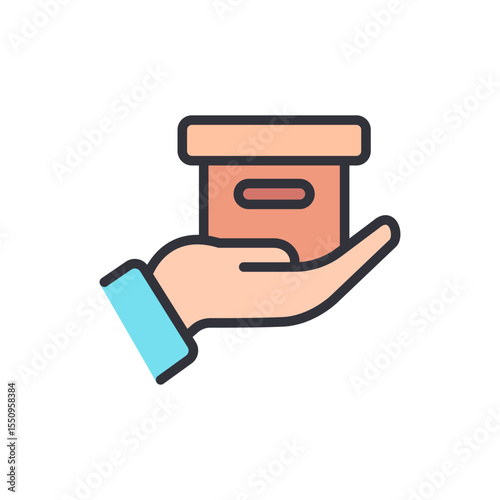 Presenting A Package On Hand With Care And Delivering Happiness