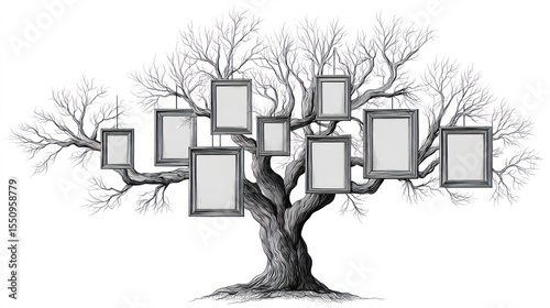 Family tree design with framed pictures