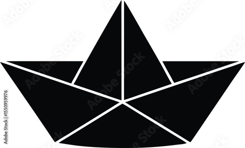 Three Dimensional Paper Boat Icon Vector Illustration