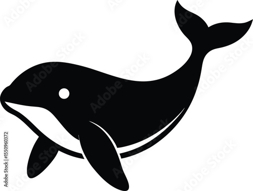 Three Dimensional Whale Icon Vector Illustration