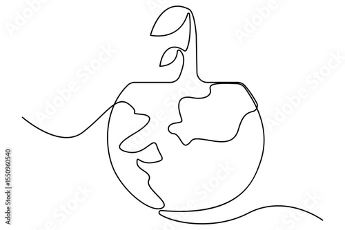 Continuous one line vector drawing of plant seeds growing from the earth for environment day illustration
