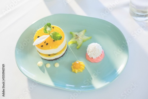 High angle view of cake in plate