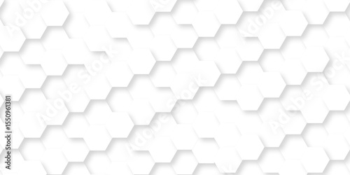 Abstract white hexagon concept background. Seamless bright white abstract honeycomb. Technology for design element vector abstract background.	