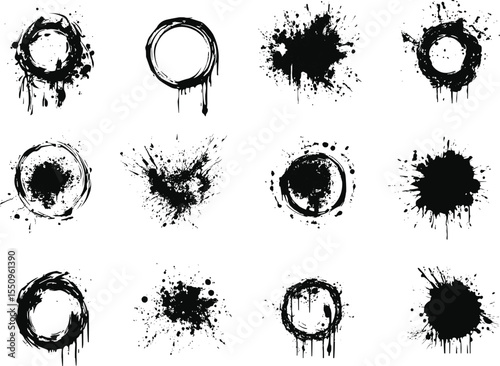 Ink Splatter Collection with Dynamic Stroke Vector,Generative Ai
