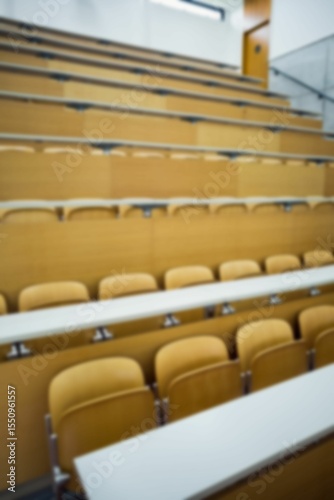 Wooden chair with desk in classroom