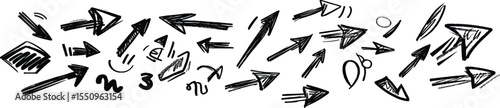 Hand Sketched Directional Arrows in Ink Style vector,Generative Ai